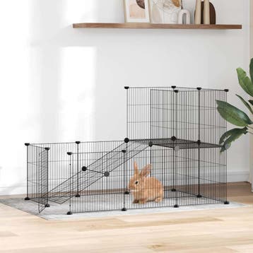 vidaXL Huisdierenkooi met deur 20 panelen 35x35 cm staal, Verzenden, Nieuw