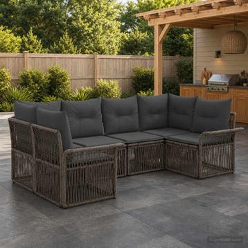 vidaXL Tuinbank Set 6 st 6-Aantal zitplaatsen Grijs poly, Verzenden, Nieuw