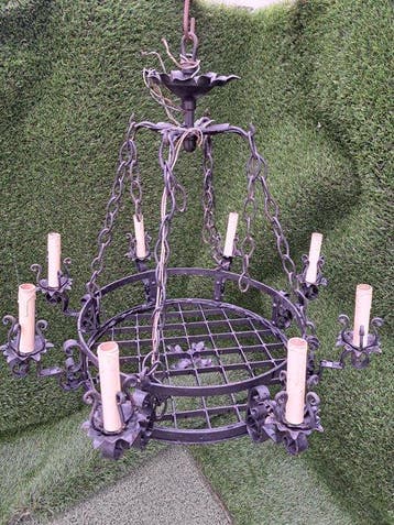 Lampe à suspendre - Fer forgé - lustre en fer forgé à 8 bras