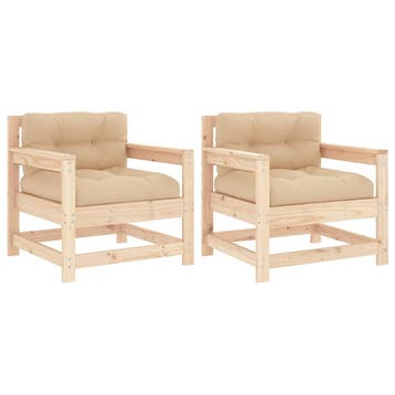 vidaXL Tuinstoelen 2 st met kussens massief grenenhout, Verzenden, Nieuw