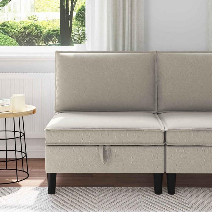 vidaXL Midden Sofa met Opbergruimte Havermout Fluweel, Huis en Inrichting, Zetels | Zetels, Nieuw, Verzenden