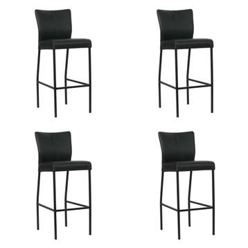 Set van 4 Leren barkrukken Revolt hoog - Toledo Nero, Nieuw, Leer, Ophalen of Verzenden, 90 cm of meer