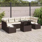vidaXL Tuinbank Set met kussen 8 pcs Bruin en Crème, Verzenden