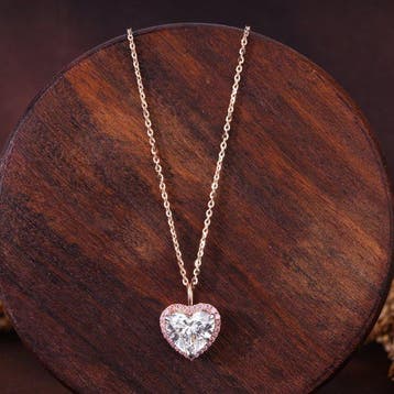 Collier avec pendentif - 14 carats Or rose, Or blanc -
