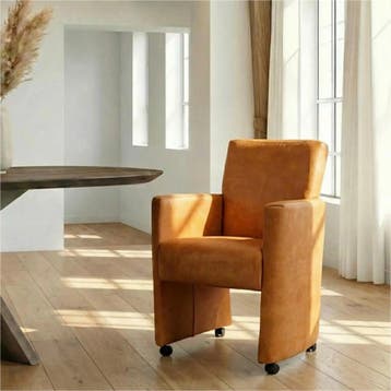 Leren eetkamerstoel Elegant - Kenia Cognac (cognac) -, Ophalen of Verzenden