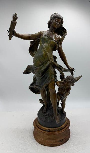 Aug. Moreau (1834 - 1917) - sculptuur, Art Nouveau statue -, Antiek en Kunst