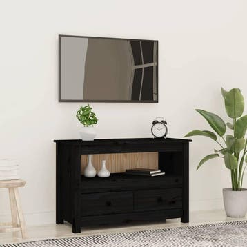 vidaXL Tv-meubel 79x35x52 cm massief grenenhout zwart, Verzenden, Nieuw
