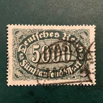 Empire allemand 1922 - Chiffre de 5000 Mark dans un ovale,, Postzegels en Munten, Gestempeld