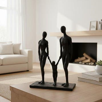 sculptuur, Our Family — Minimalist Black Hand-Holding
