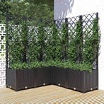 vidaXL Plantenbak met latwerk 120x120x136 cm polypropeen, Verzenden