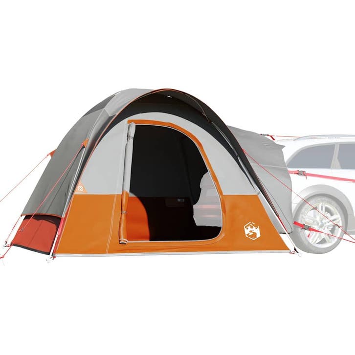 vidaXL Autotent 4-persoons waterdicht grijs en oranje, Caravanes & Camping, Tentes, Envoi