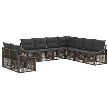 vidaXL Tuinbank Set 9 pcs Grijs poly rattan, Verzenden, Nieuw