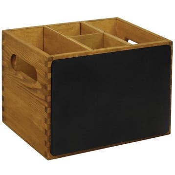 Bestekbak | Hout | 4 Vakken | Met 1-Zijdig Krijtbord |, Verzenden, Nieuw in verpakking
