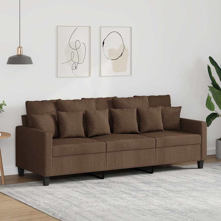 vidaXL Driezitsbank / zetel 180 cm stof bruin, Huis en Inrichting, Zetels | Zetels, Nieuw, Verzenden