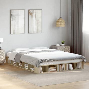 vidaXL Bedframe bewerkt hout sonoma eikenkleurig 160x200 cm, Verzenden