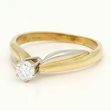 Ring - 18 karaat Geel goud, Witgoud Diamant (Natuurlijk) -, Nieuw