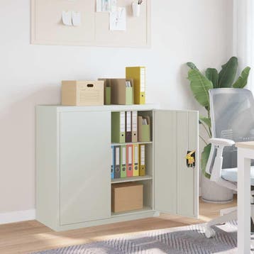 vidaXL Kantoorkast met 2 deuren 90 cm staal grijs, Verzenden