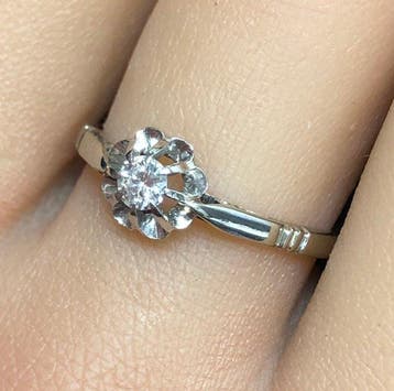 Sans prix de réserve - Bague - 18 carats Or blanc - 0.15ct.