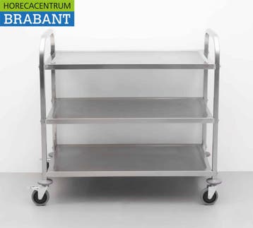 HCB RVS Serveerwagen Dienwagen 3 lagen 95 cm Horeca, Ophalen of Verzenden, Nieuw in verpakking