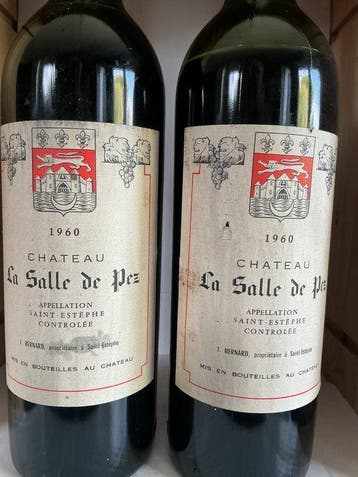 1960 Chateau La Salle de Pez - Saint-Estèphe - 2 Bouteilles, Nieuw