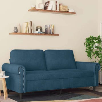vidaXL Tweezitsbank / zetel 140 cm fluweel blauw, Verzenden