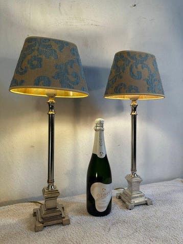 Tafellamp (2) - Elegance - Chroom, Staal, Textiel - Set