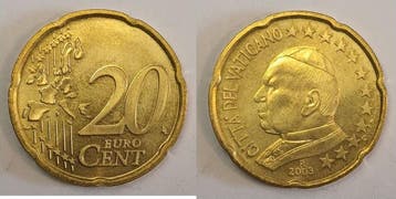 Vatican Vatikan 20 Cent 2003 Papst Johannes Paul Ii, Postzegels en Munten, Munten | Europa | Euromunten, Verzenden, België