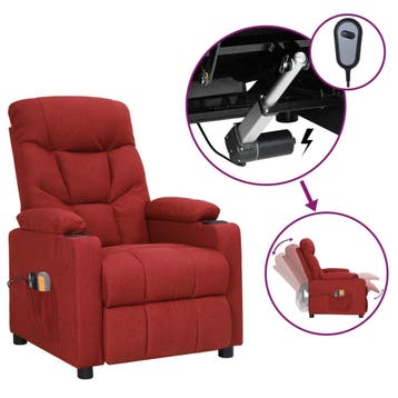 vidaXL Massagestoel elektrisch stof wijnrood, Verzenden