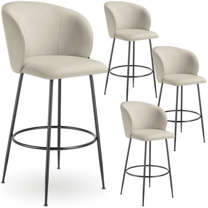 Barkruk Luana, met rugleuning, fluweellook, Maison & Meubles, Tabourets de bar, Envoi