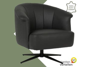 Leren draaifauteuil Embrace - Toledo Nero (zwart) -, Eigentijds, Klassiek, Modern, Romantisch, Nieuw, Ophalen of Verzenden, 75 tot 100 cm