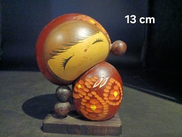 Figurine - Set van Twee Vintage Ssaku Kokeshi Poppen –