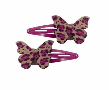 Haarspeld Klikklak 4cm - Vlinder - Hout - Roze - Set van 2, Nieuw