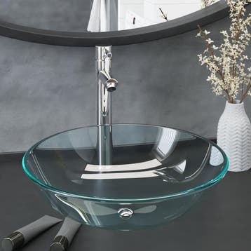 vidaXL Wastafel met kraan en pop-up afvoer gehard glas, Verzenden