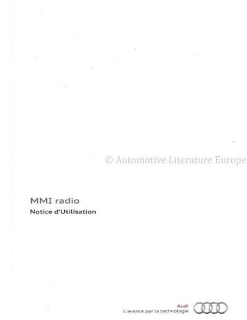 2012 AUDI MMI RADIO INSTRUCTIEBOEKJE FRANS, Ophalen of Verzenden