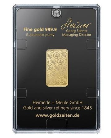 10 grammes - Or .999 - Heimerle + Meule - Scellé