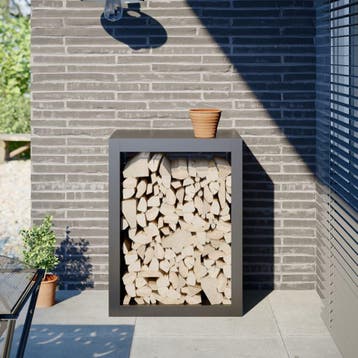vidaXL Haardhoutrek 60x40x80 cm staal antracietkleurig, Verzenden