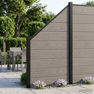 vidaXL Hekset 446 x 186 cm WPC en Aluminium Grijs, Verzenden