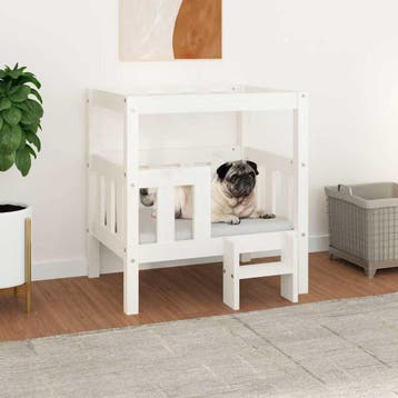 vidaXL Hondenmand 65,5x50,5x70 cm massief grenenhout wit, Verzenden, Nieuw