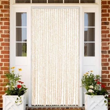 vidaXL Vliegengordijn 100x220 cm chenille beige en wit, Verzenden
