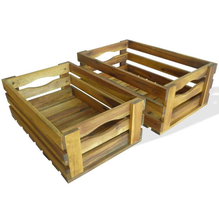 vidaXL Appelkisten 2 st massief acaciahout, Tuin en Terras, Bloempotten, Nieuw, Verzenden