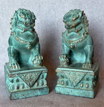 Paar foo dogs 21 cm / 3.5 kg - Bronze - Chine (Sans prix de