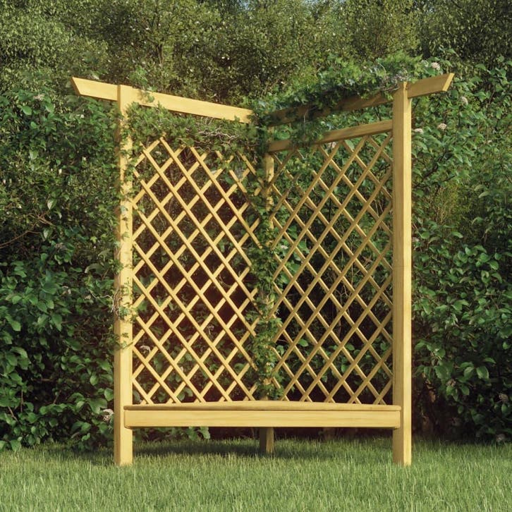vidaXL Hoekpergola met bank 166x81x174 cm geïmpregneerd, Jardin & Terrasse, Poteaux, Poutres & Planches, Envoi