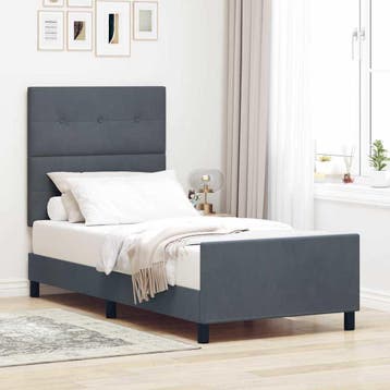 vidaXL Boxspring bed met hoofdeinde Donkergrijs 90 x 190 cm, Verzenden, Nieuw