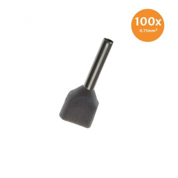 Dubbele Adereindhuls Geïsoleerd 0,75mm² Grijs 100 stuks, Ophalen of Verzenden