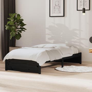 vidaXL Bedframe massief hout zwart 90x190 cm, Verzenden