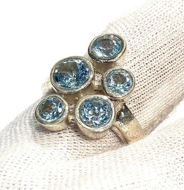 Zonder minimumprijs - Ring Zilver Topaas, Handtassen en Accessoires, Nieuw