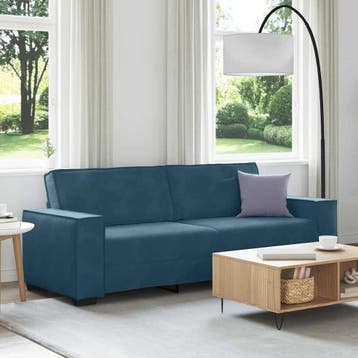 vidaXL Driezitsbank / zetel 220x78x84 cm fluweel blauw, Huis en Inrichting, Zetels | Zetels, Verzenden, Nieuw