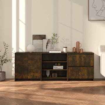 vidaXL 3 st Dressoirs bewerkt hout gerookt eikenkleurig, Verzenden, Nieuw