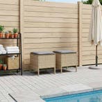 vidaXL Tuin Voetenbank 2 Stuk Beige en Lichtgrijs 38 x 38 x, Verzenden, Nieuw