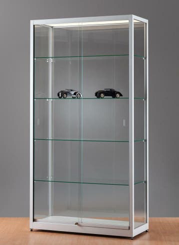 *TIP*  Luxe vitrinekast zilver 100 cm breed met LED verlich, Ophalen of Verzenden